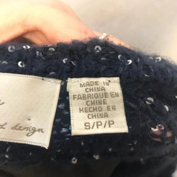 RD Style Mesh Back Sequin V Neck Sweater S - Picture 11 of 12